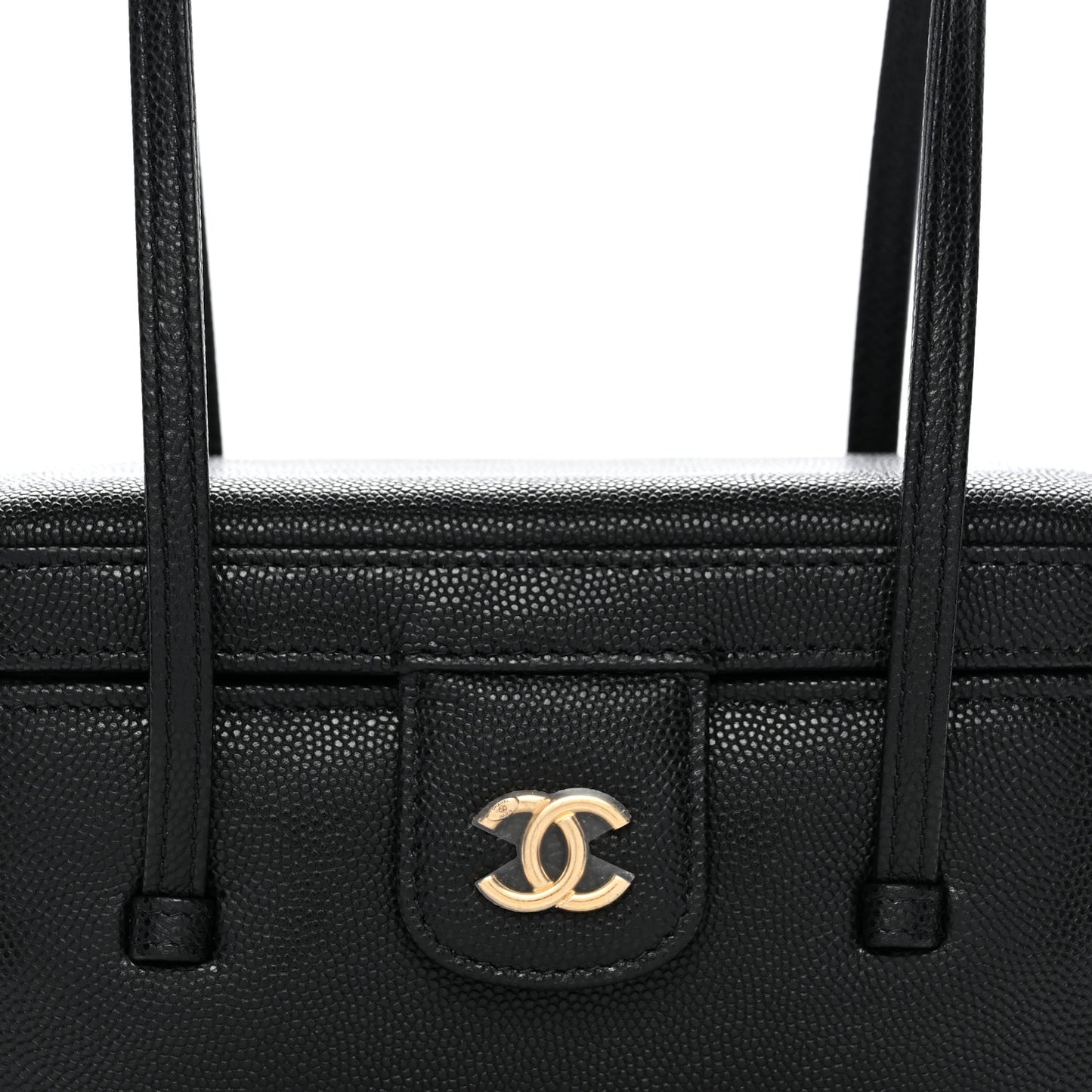 Shiny Caviar Preppy Coco Long Vanity With Strap Black