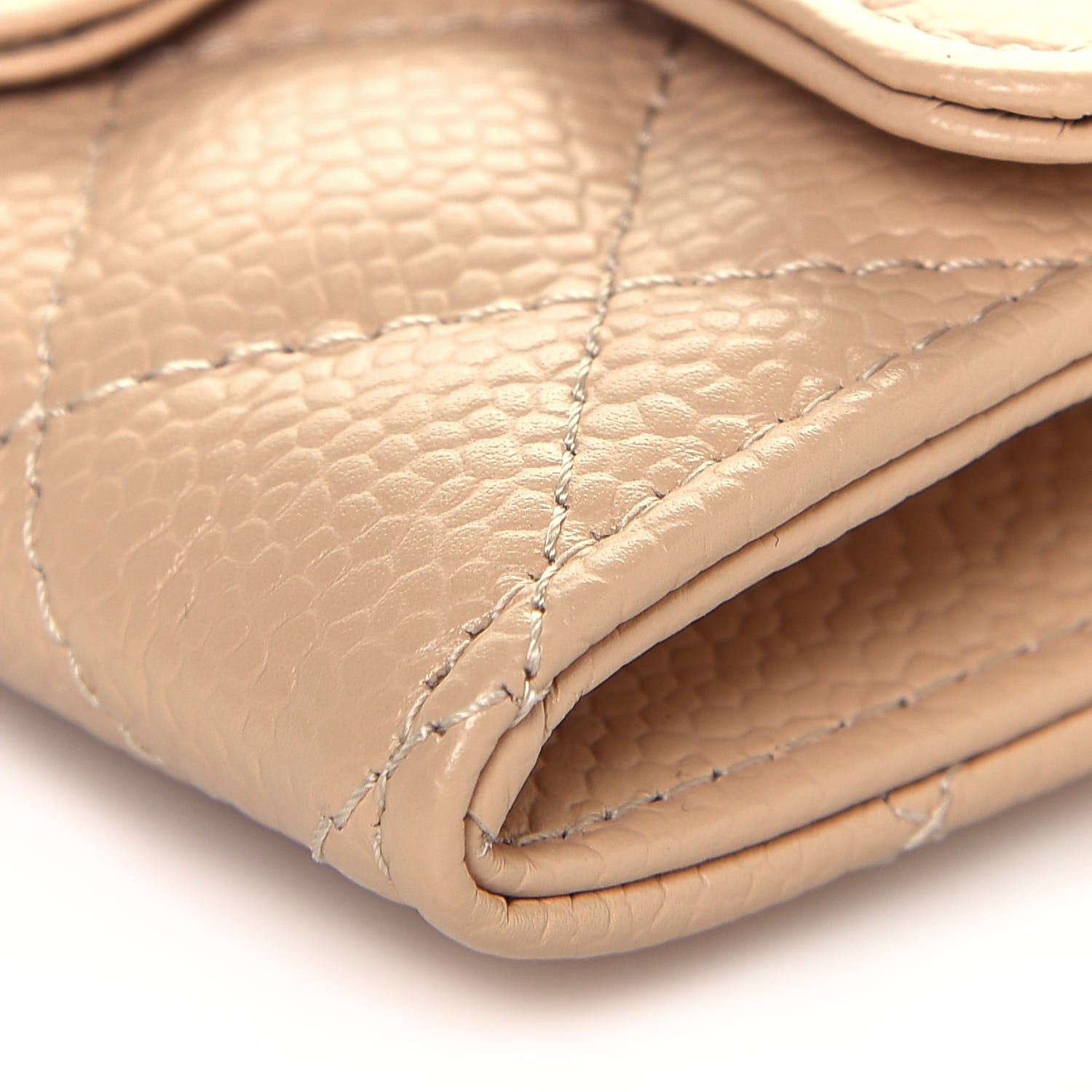 Chanel Caviar Quilted Flap Card Holder Wallet Beige 11 of 15