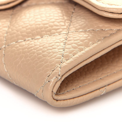 Chanel Caviar Quilted Flap Card Holder Wallet Beige 11 of 15