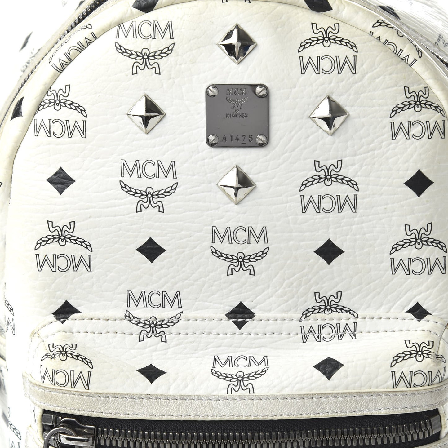 Visetos Small Sprinkle Stud Stark Backpack White