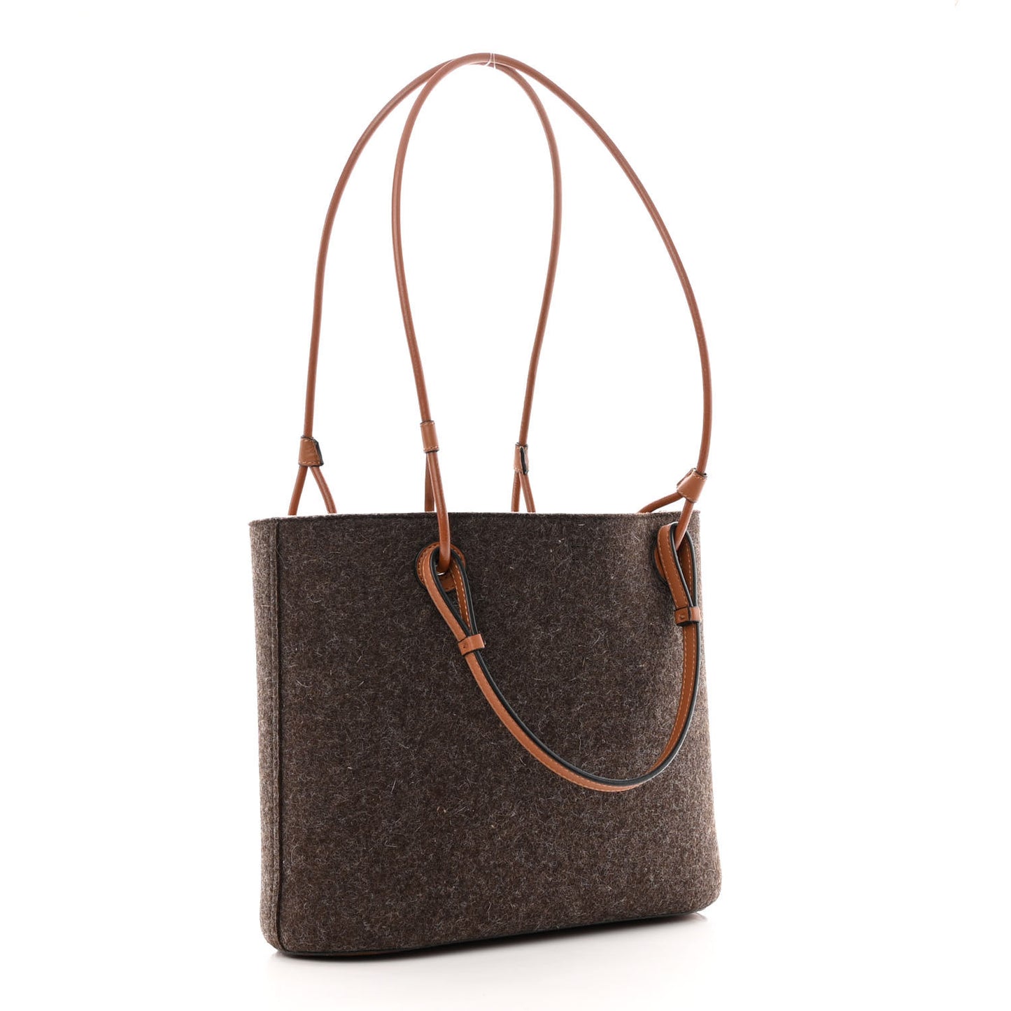 Felt Calfskin Small Anagram Square Basket Tote Brown Tan