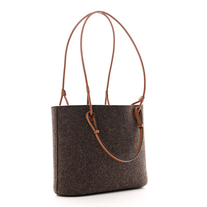 Loewe Felt Calfskin Small Anagram Square Basket Tote Brown Tan 3 of 13