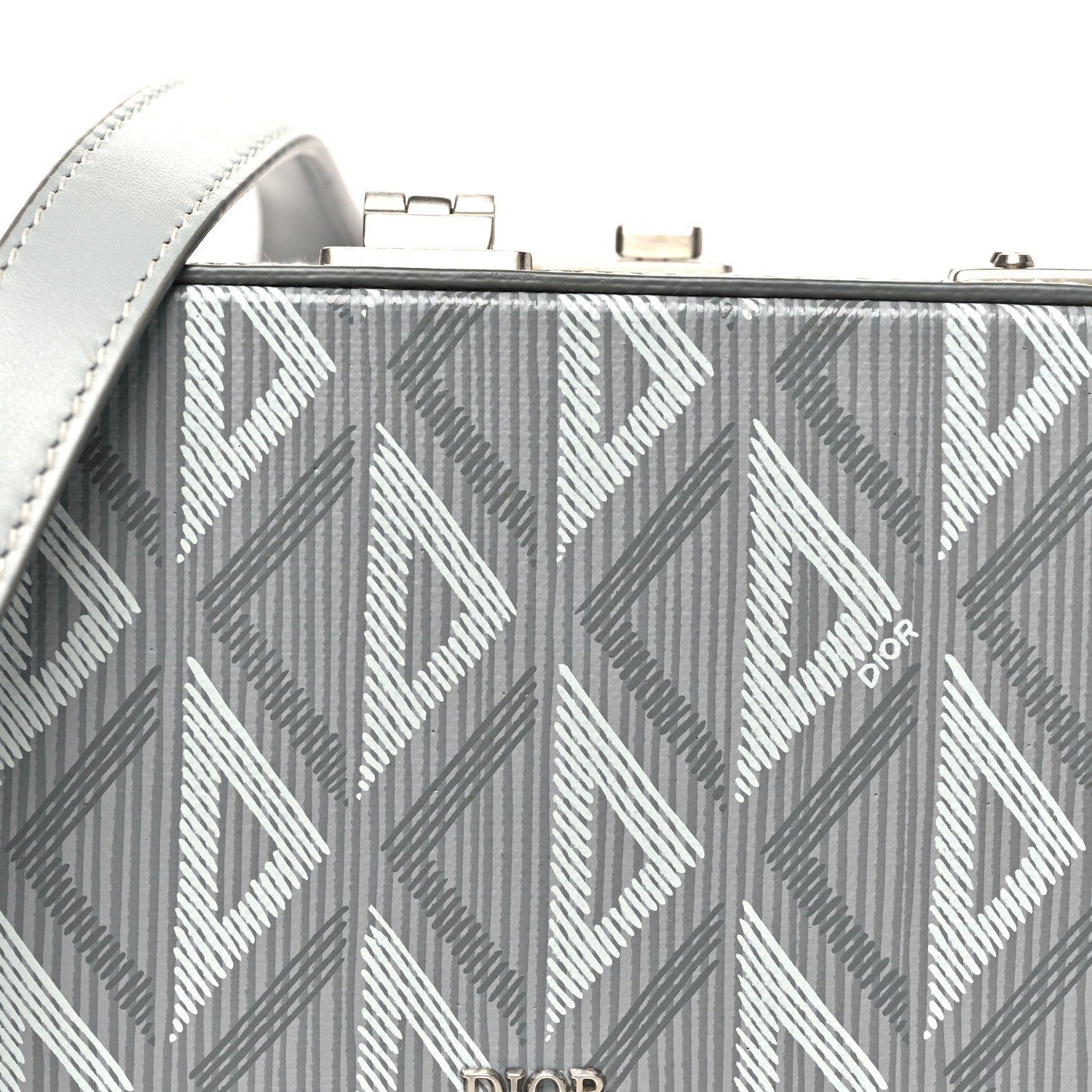 Christian Dior パターン付きケース グレー Christian Dior Coated Canvas CD Diamond Lock Mini Case Gray
