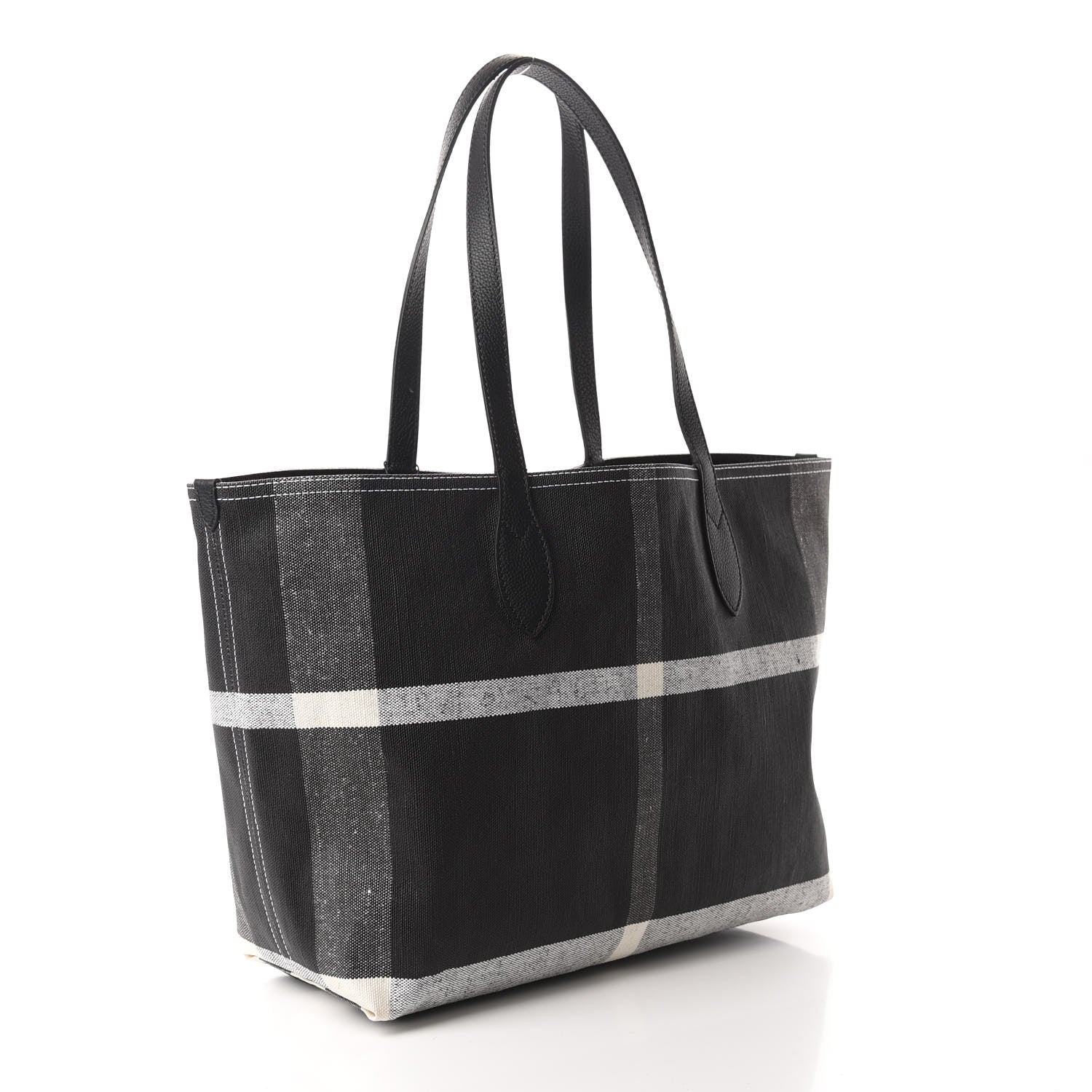 Burberry Coated Canvas Mega Check Medium Doodle Tote Black White 3 of 9