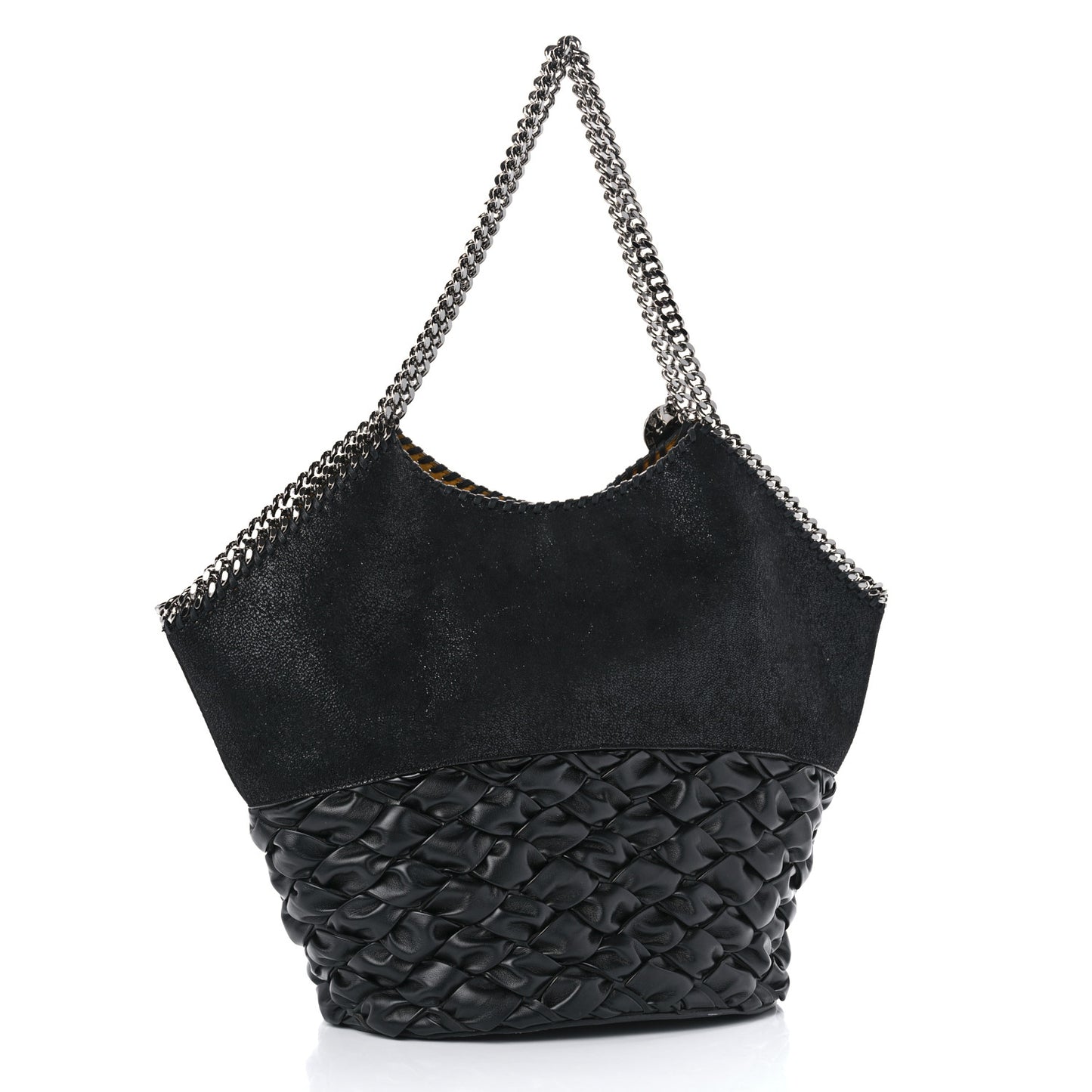 Shaggy Deer Alter Mat Half Woven Large Falabella Tote Black