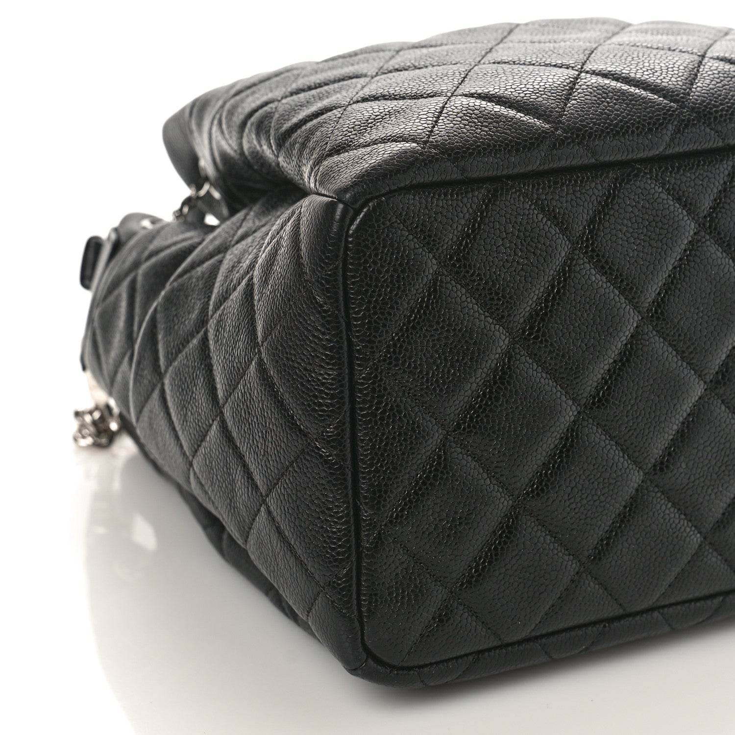 Chanel Grained Calfskin Quilted Medium CC Chain Bucket Drawstring Bag Black 7 of 8