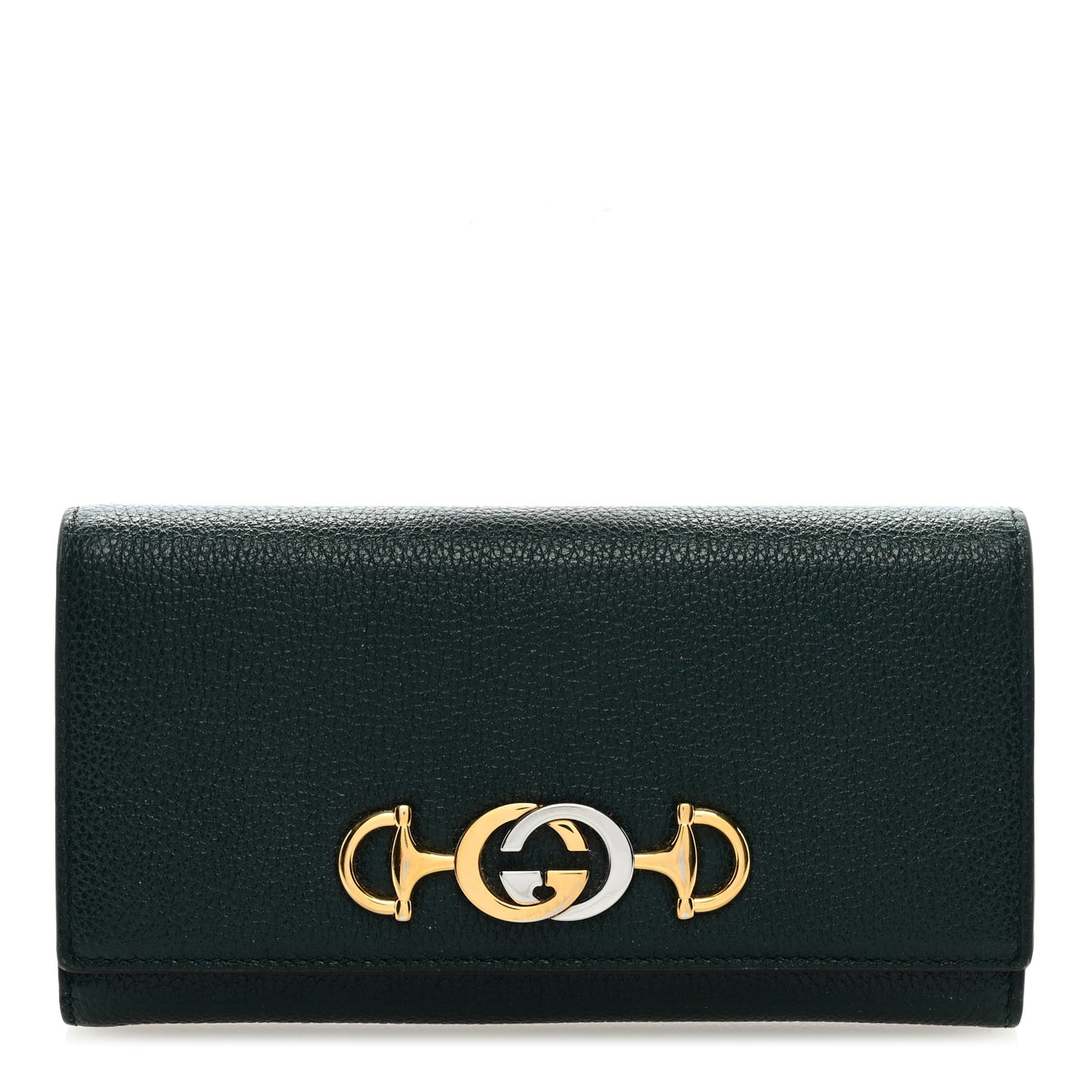 Grainy Calfskin Zumi Continental Wallet Vintage Green