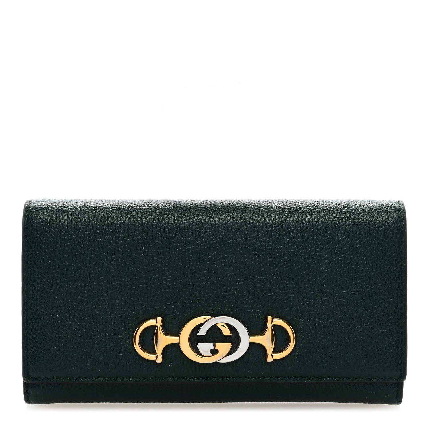 Gucci Grainy Calfskin Zumi Continental Wallet Vintage Green 1 of 7