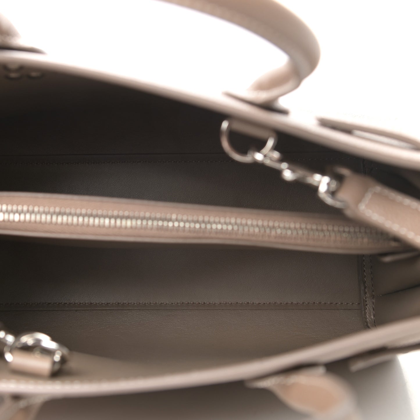 Grained Calfskin Topstich Baby Sac De Jour Taupe