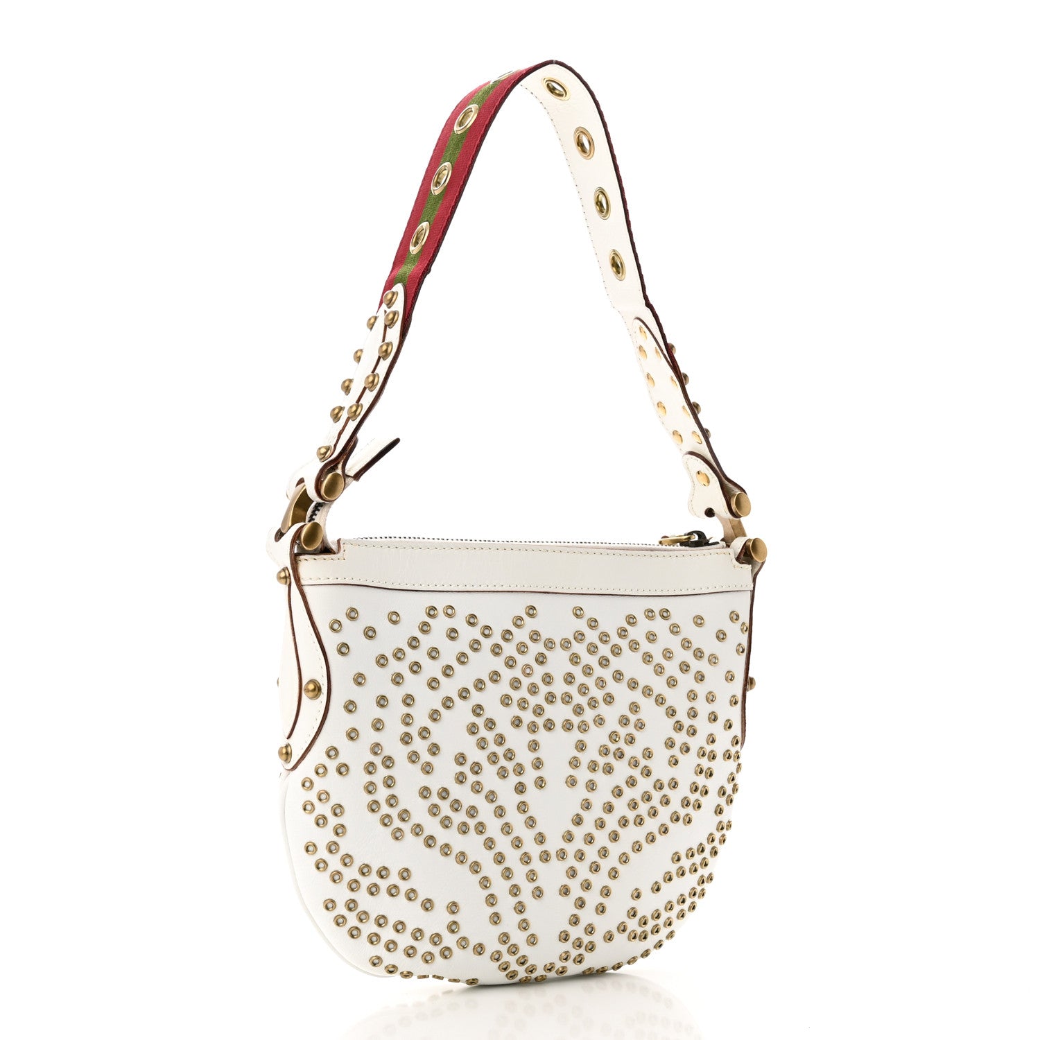 Gucci Calfskin Studded Small Pelham Shoulder Bag White 3 of 10