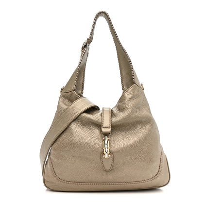 Gucci Metallic Pebbled Calfskin Medium New Jackie Hobo Gold 1 of 11