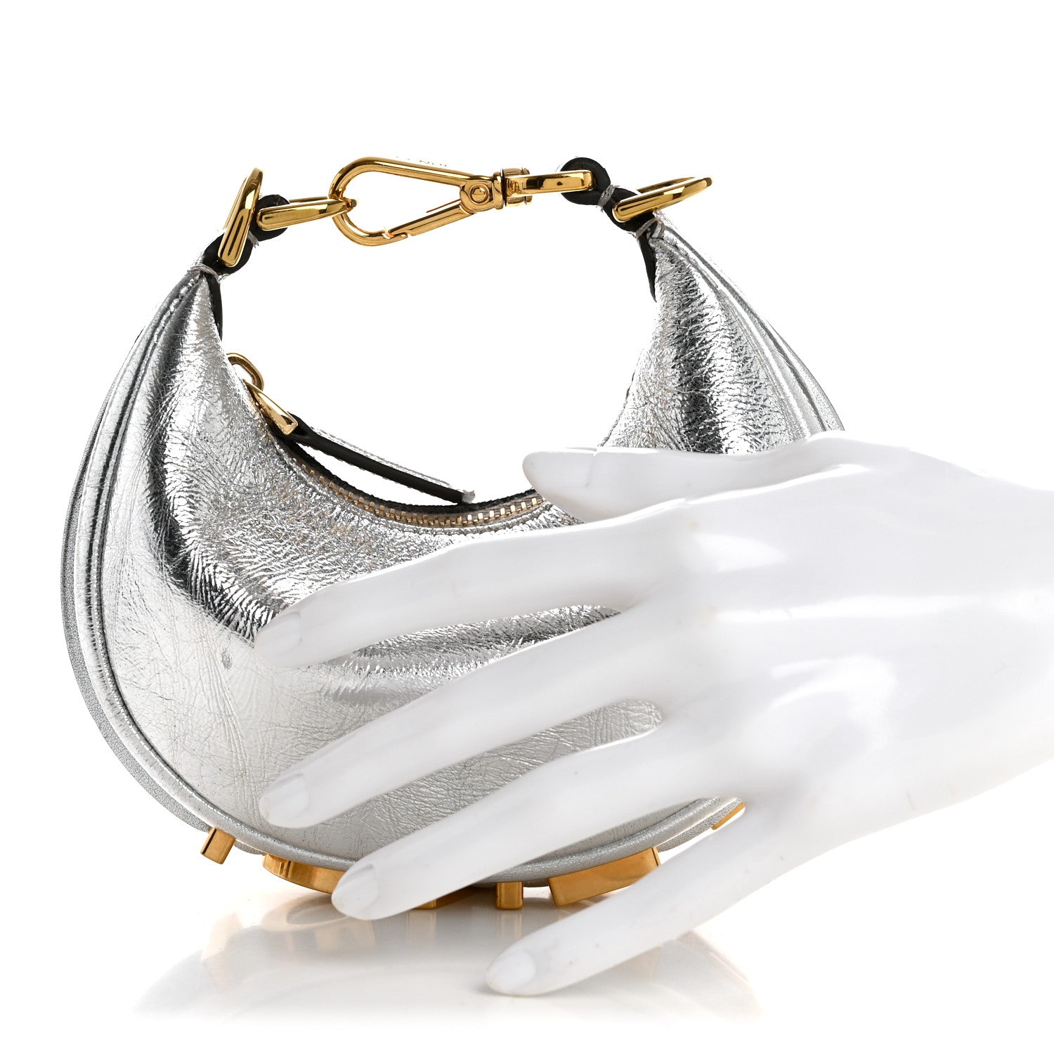 Fendi Rock Millenium Nano Fendigraphy Hobo Charm Argento 2 of 10
