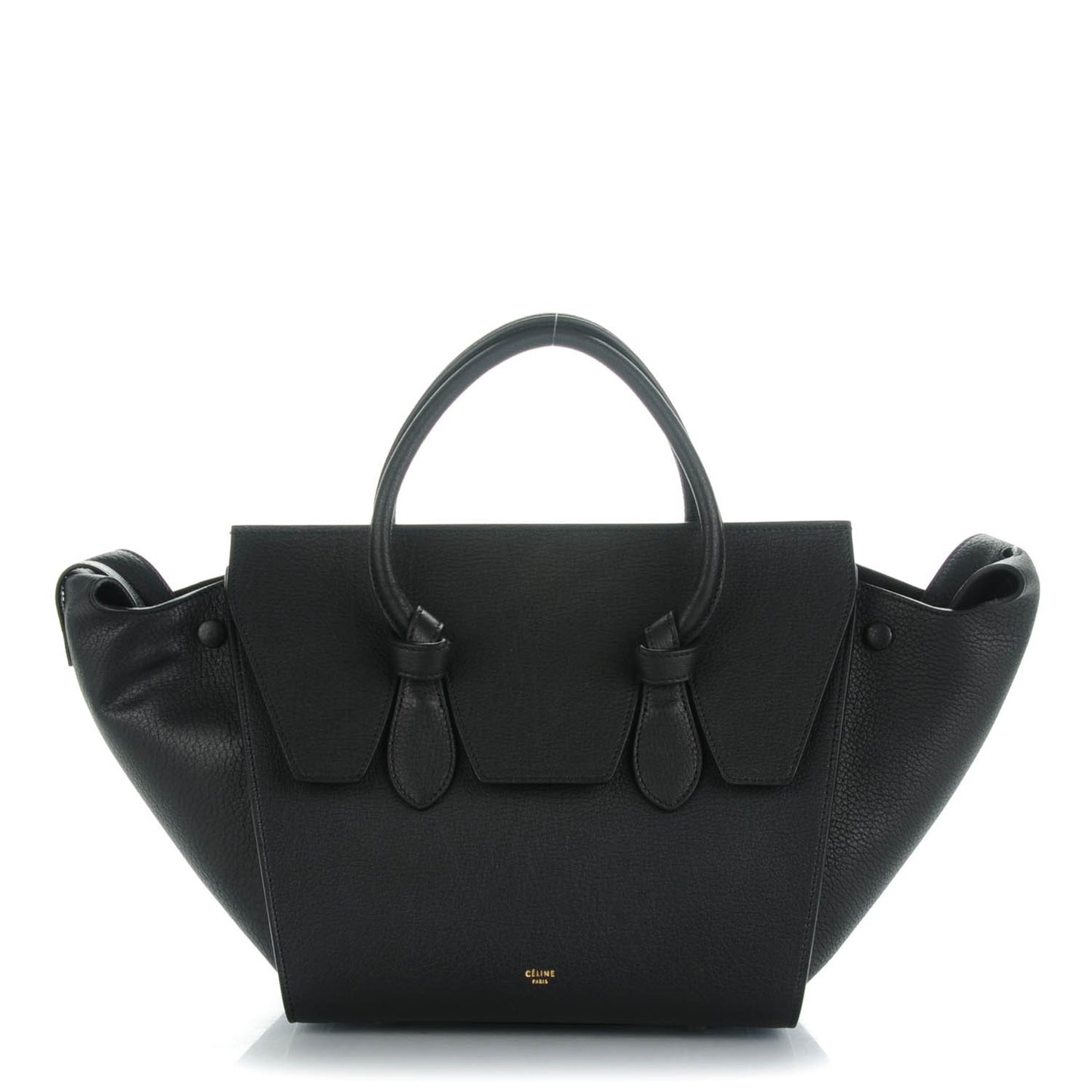 Crisped Calfskin Small Tie Knot Tote Black