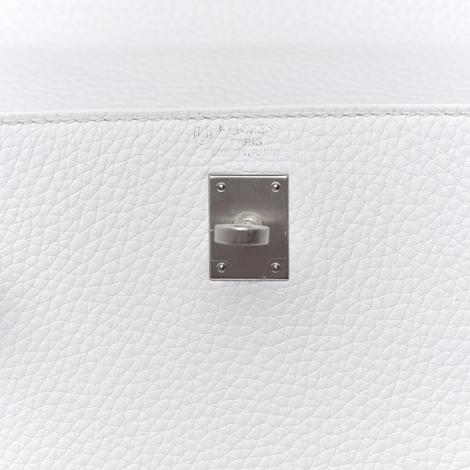 Hermes Taurillon Clemence Horseshoe Kelly Retourne 25 White Black 28 of 43