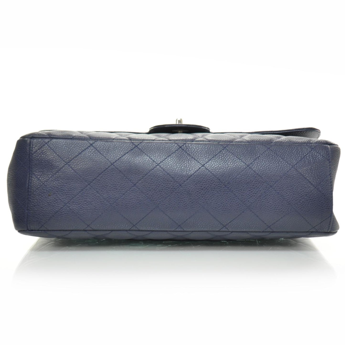 Caviar Maxi Flap Navy Blue SHW