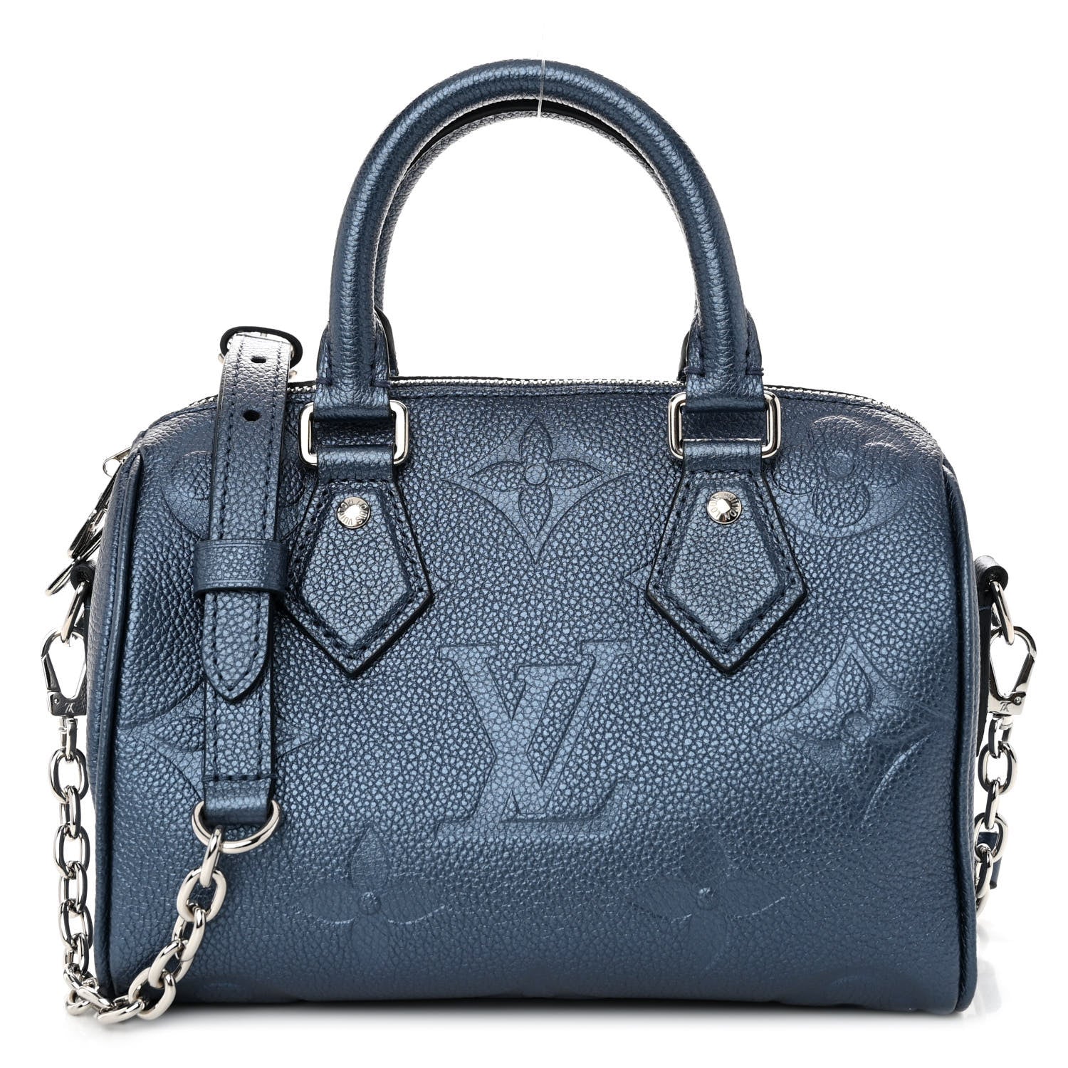 Louis Vuitton Metallic Empreinte Monogram Giant Speedy Bandouliere 20 Navy Nacre 1 of 9
