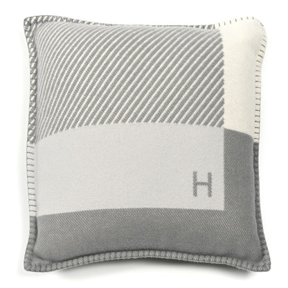Hermes Wool Cashmere H Riviera Pillow Gris 1 of 3