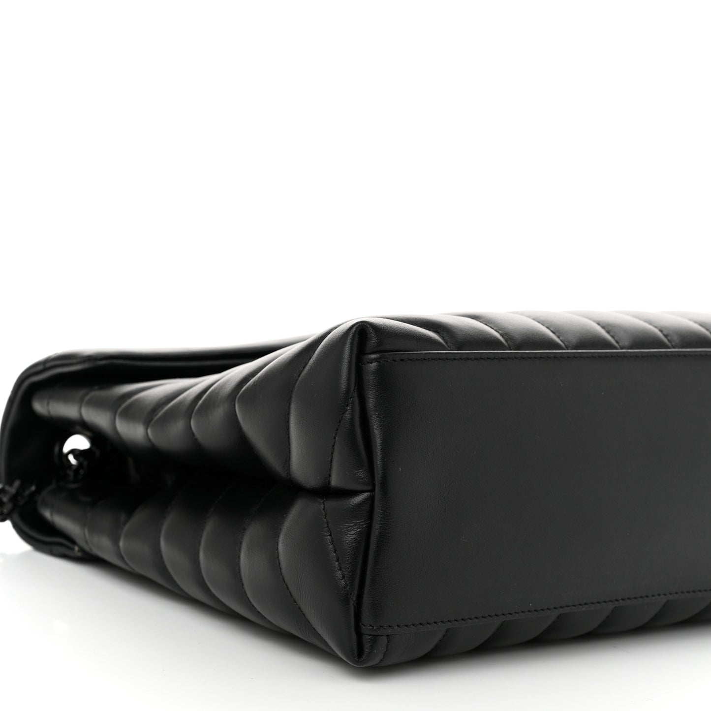 Calfskin Y Quilted Monogram Monochrome Medium Loulou Chain Satchel Black
