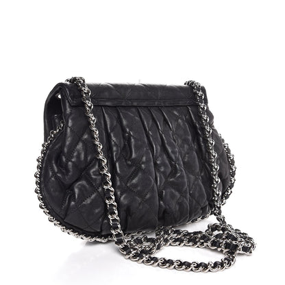 Chanel Washed Lambskin Quilted Medium Chain Around Messenger Black 3 of 8