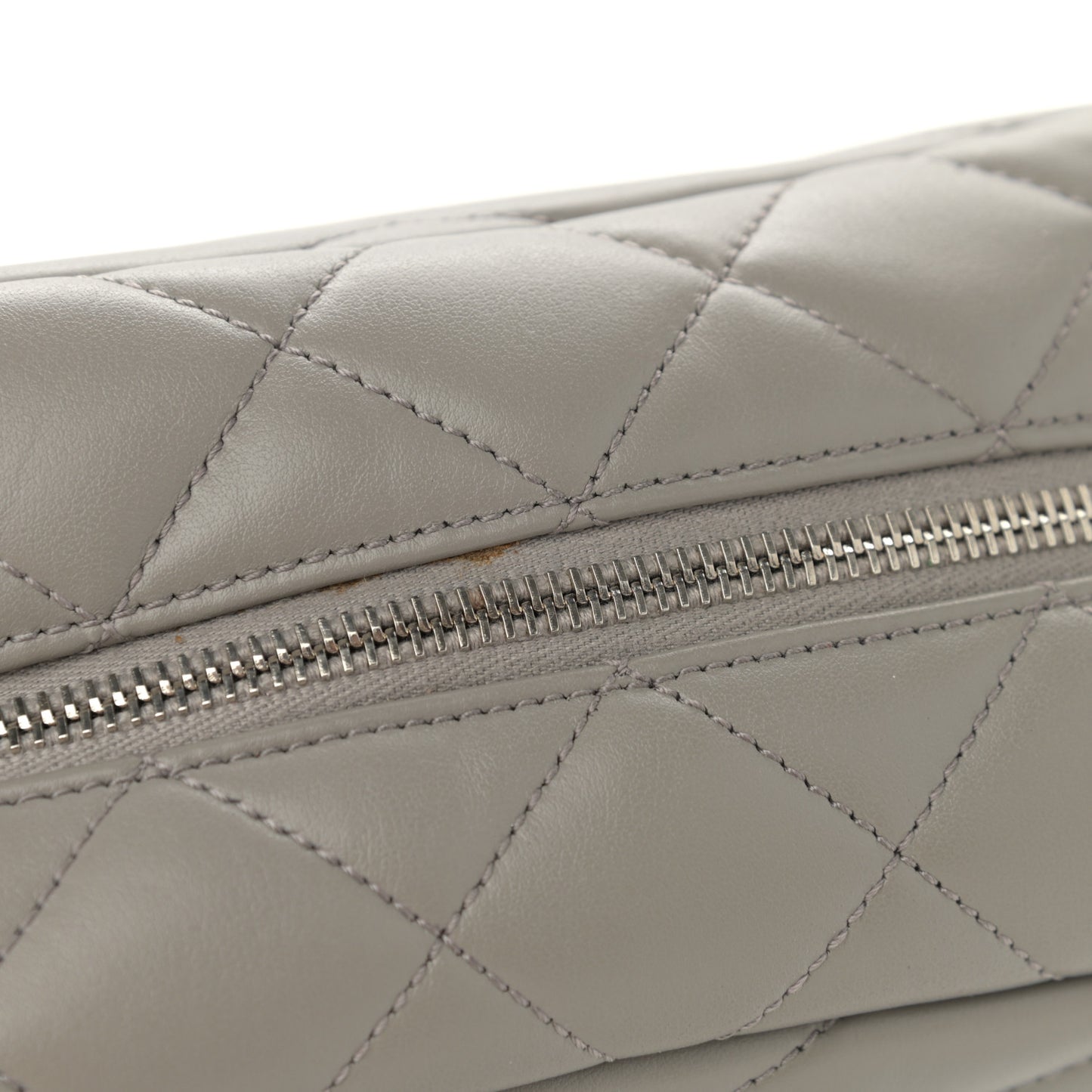 Calfskin Y Quilted Monogram Small Loulou Bowling Bag Light Gray