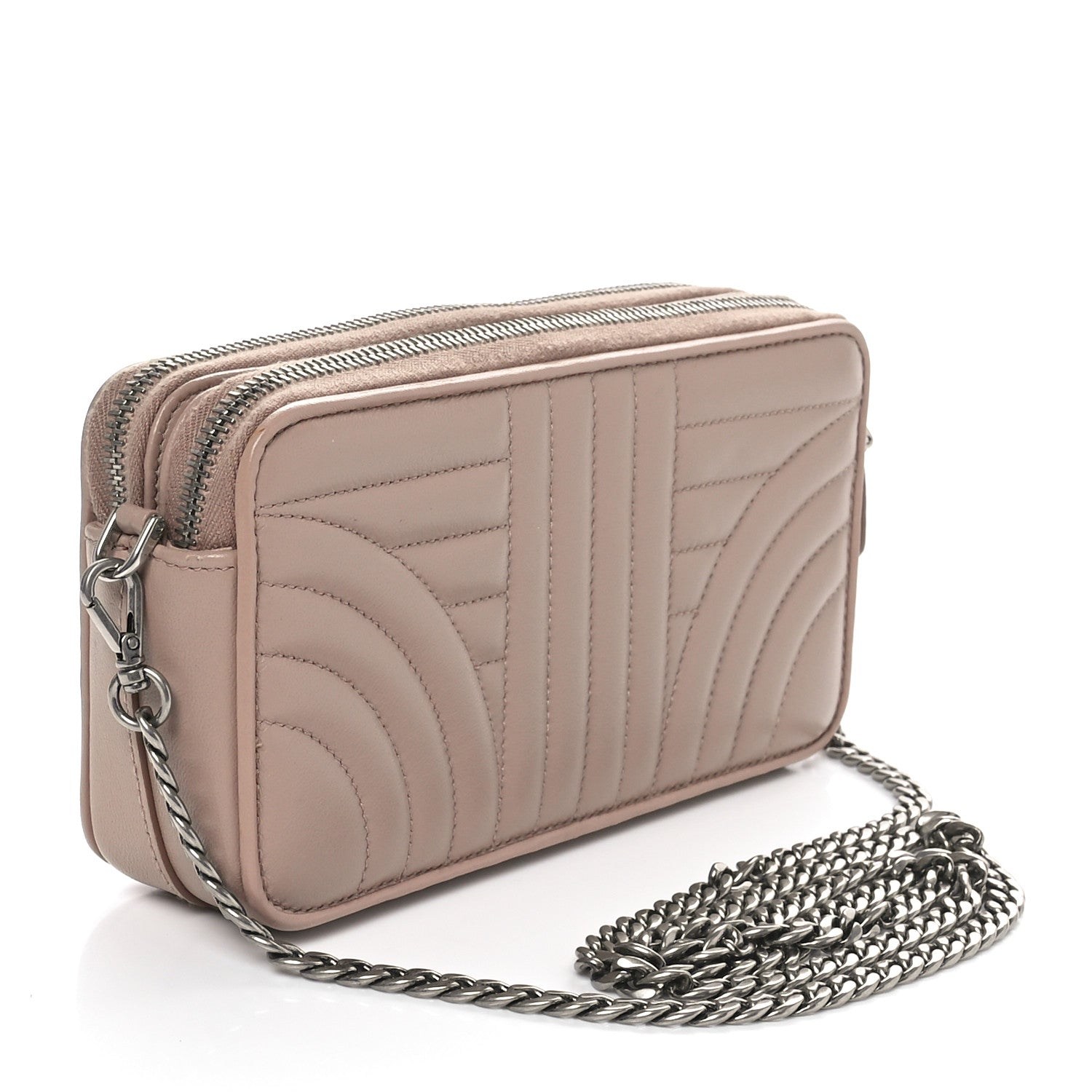 Prada Nappa Impunture Diagramme Mini Double Zip Chain Crossbody Bag Cipria 2 of 10