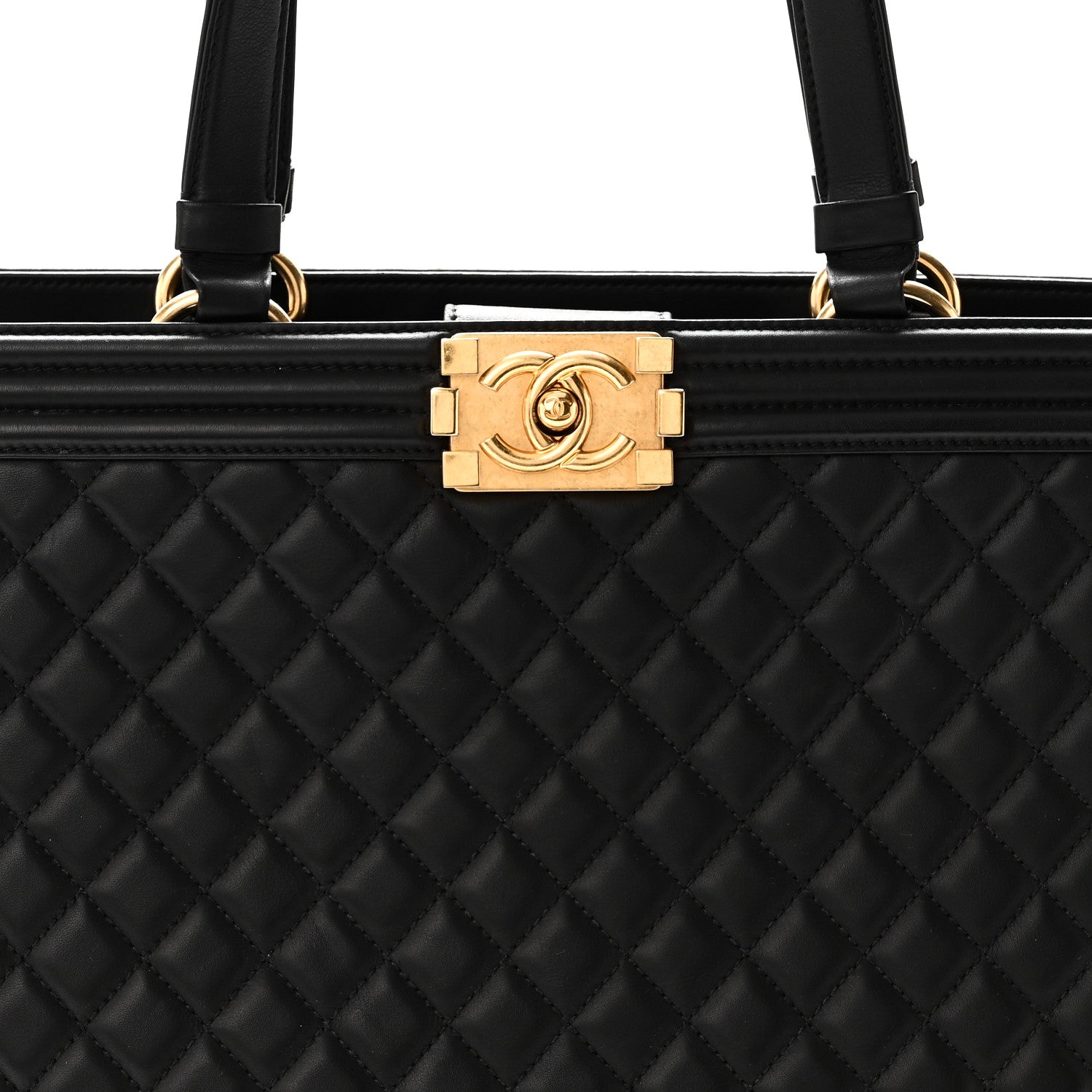 Chanel Calfskin Quilted Boy Shopping Tote Black 8 of 10