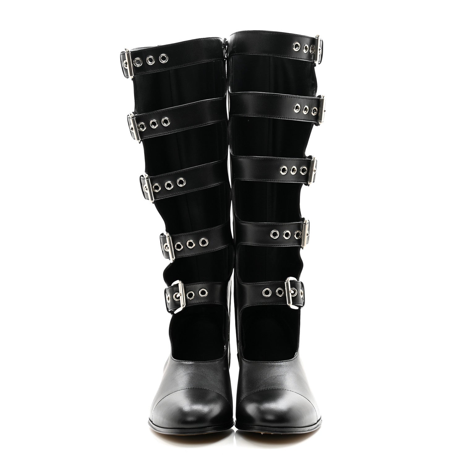 Gucci Calfskin Pin Buckle Knee High Boots 37 Black 2 of 13