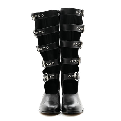 Gucci Calfskin Pin Buckle Knee High Boots 37 Black 2 of 13