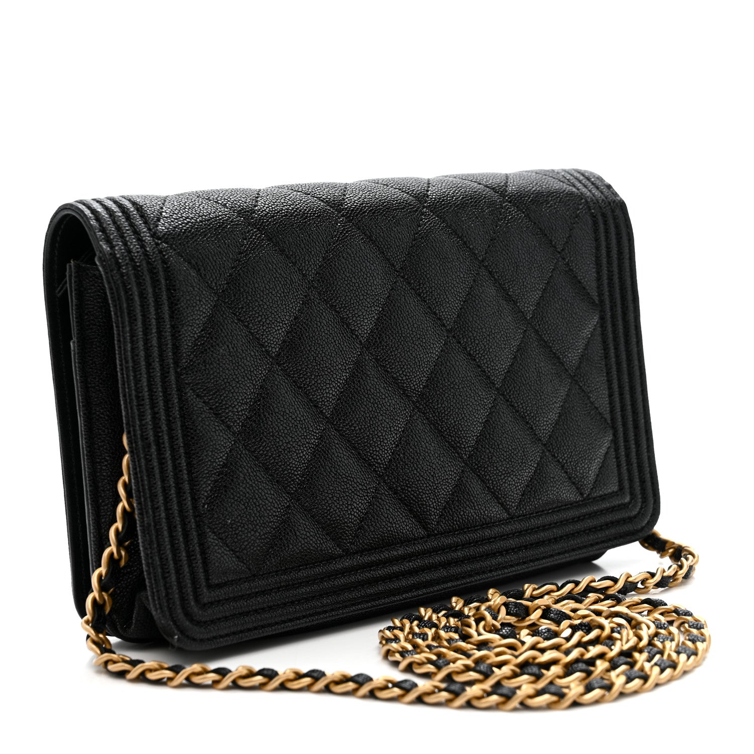 Chanel Caviar Quilted Boy Wallet On Chain WOC Black 3 of 12