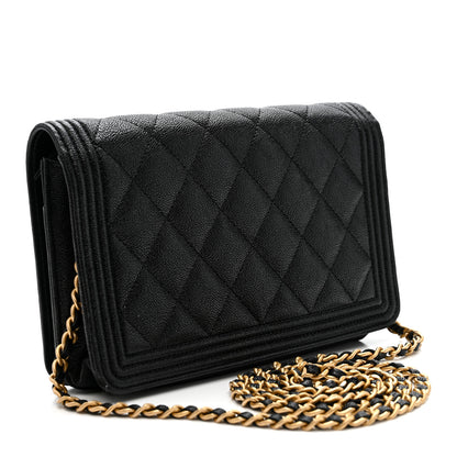 Chanel Caviar Quilted Boy Wallet On Chain WOC Black 3 of 12