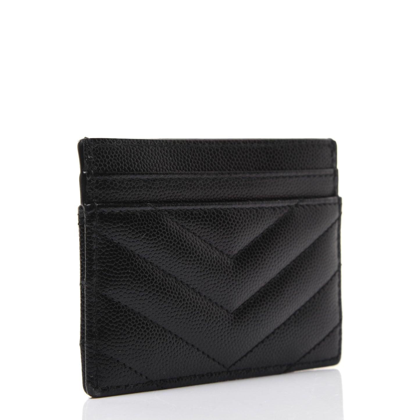 Grain De Poudre Matelasse Chevron Monogram Credit Card Case Black
