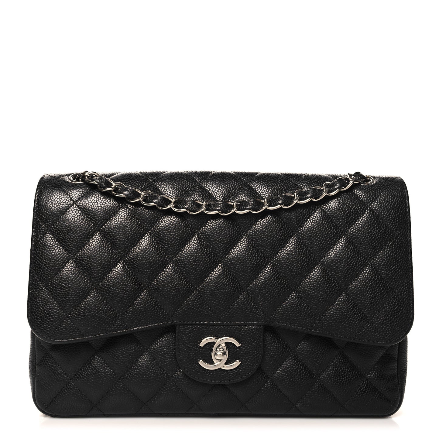 Caviar Quilted Jumbo Double Flap Black