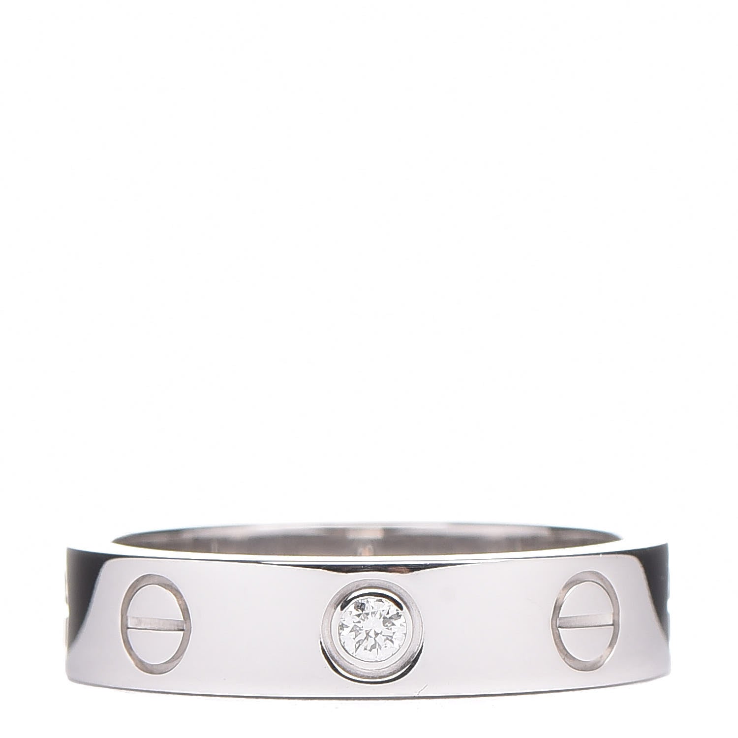 Cartier 18K White Gold Diamond 4mm LOVE Wedding Band Ring 47 4 1 of 4