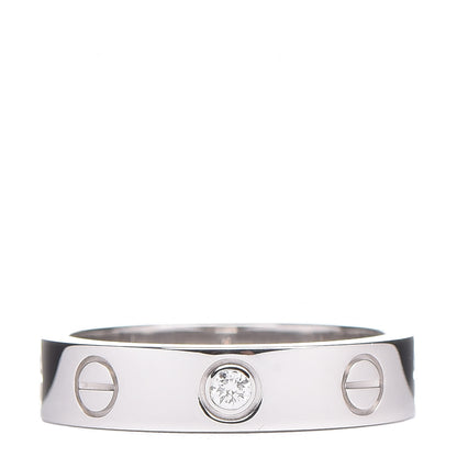 Cartier 18K White Gold Diamond 4mm LOVE Wedding Band Ring 47 4.25 1 of 4