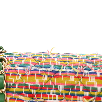 Chanel Tweed Quilted Medium Double Flap Green Multicolor 12 of 16
