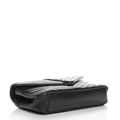 Saint Laurent Sheepskin Matelasse Chevron Monogram Medium College Bag Black 4 of 7