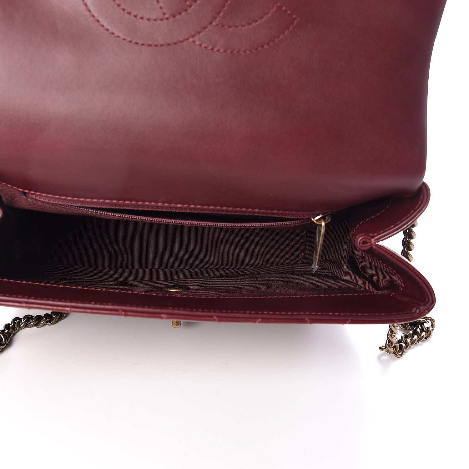 Chanel Calfskin Quilted Medium Gold Bar Top Handle Flap Burgundy 5 of 12