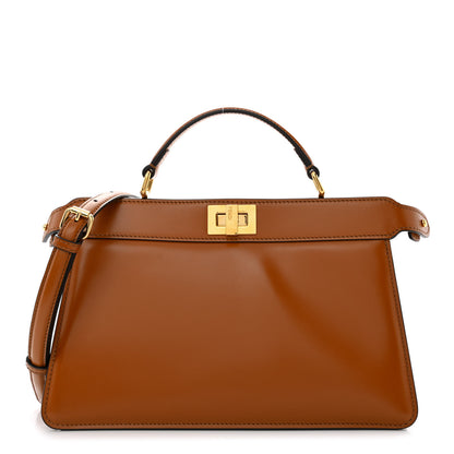 Fendi Vitello King Luxor Shiny Nappa Medium Peekaboo I SEE U East West Satchel Brandy Light Rose 1 of 11