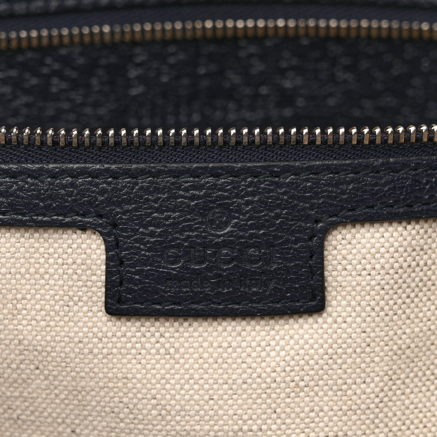 GG Supreme Monogram Textured Calfskin Web Medium Ophidia Shopping Tote Beige Blue