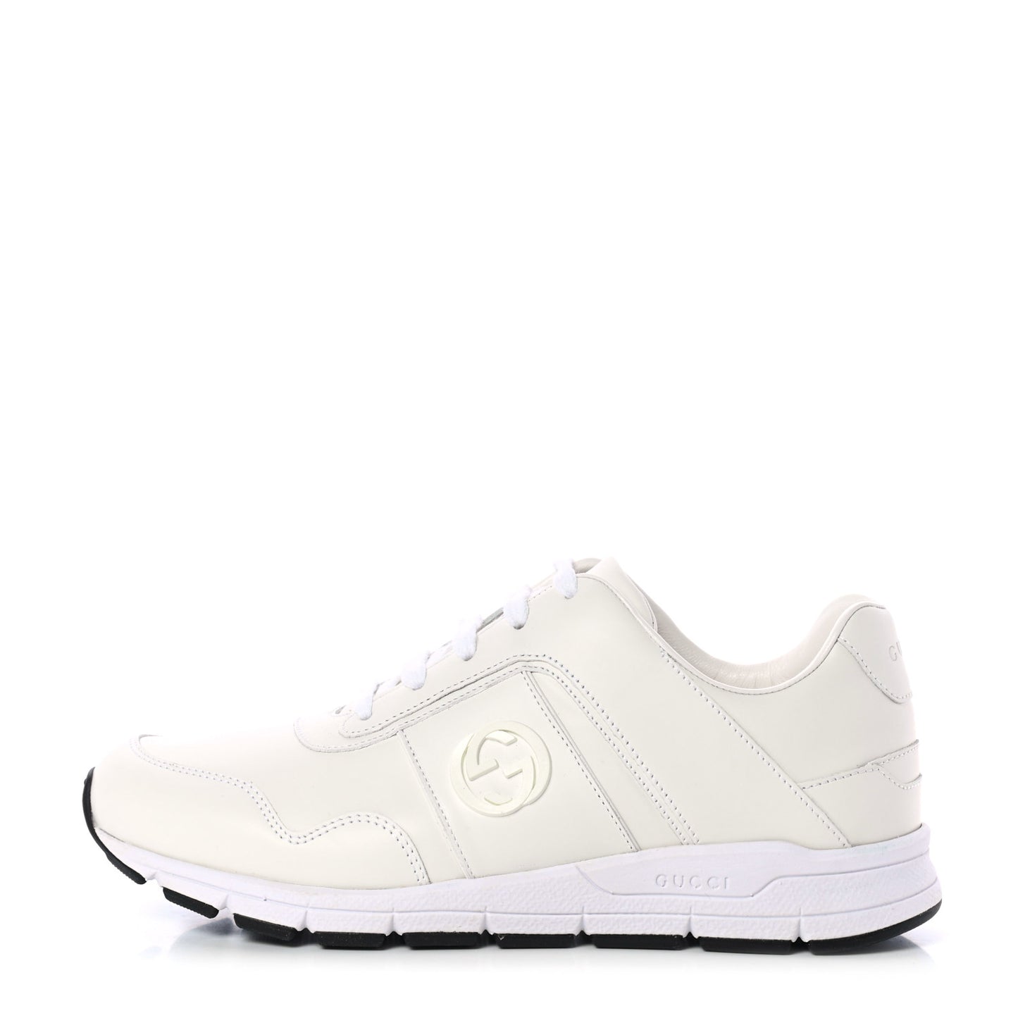 Calfskin Womens Interlocking G Sneakers 38 White