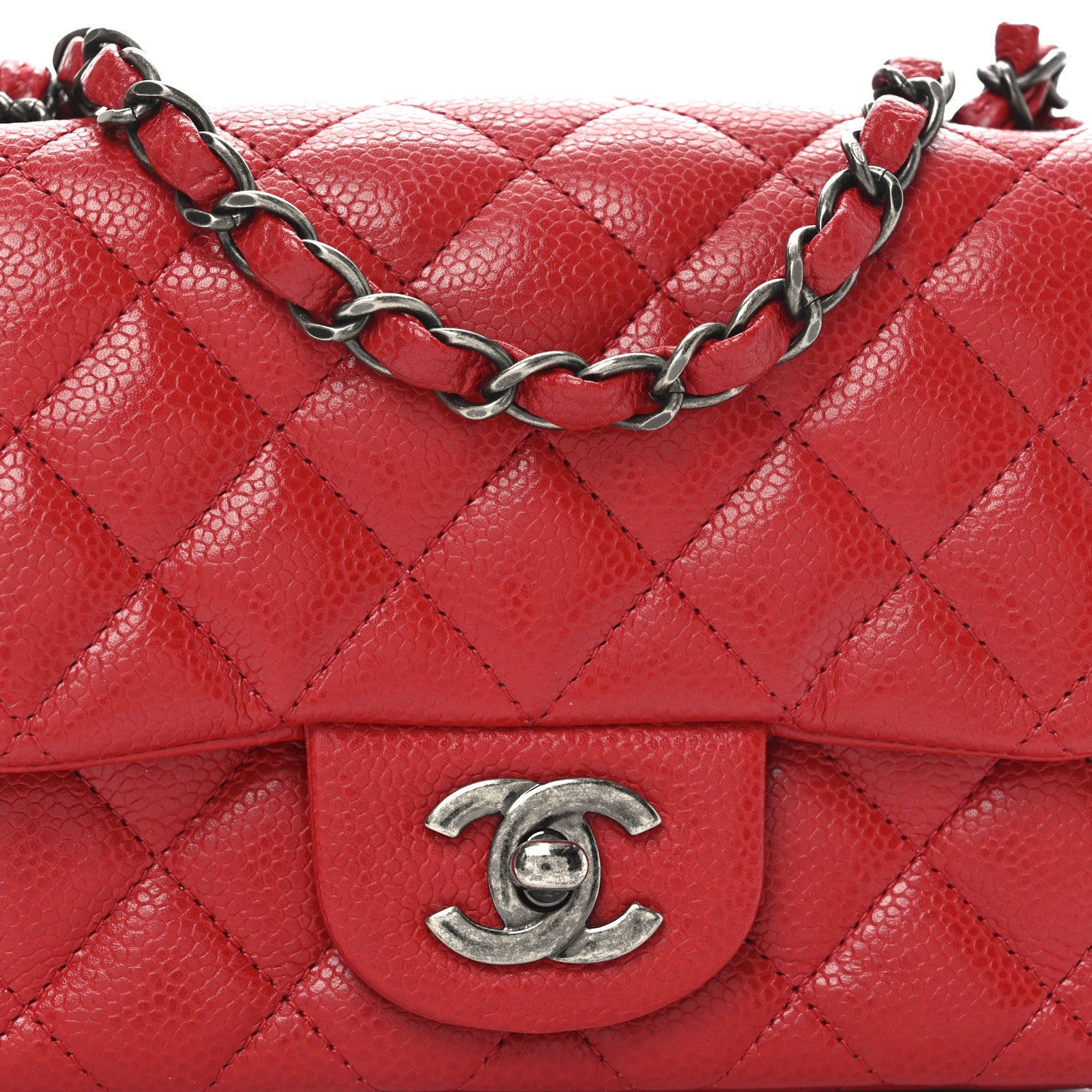 Chanel Caviar Quilted Mini Square Flap Red 9 of 11