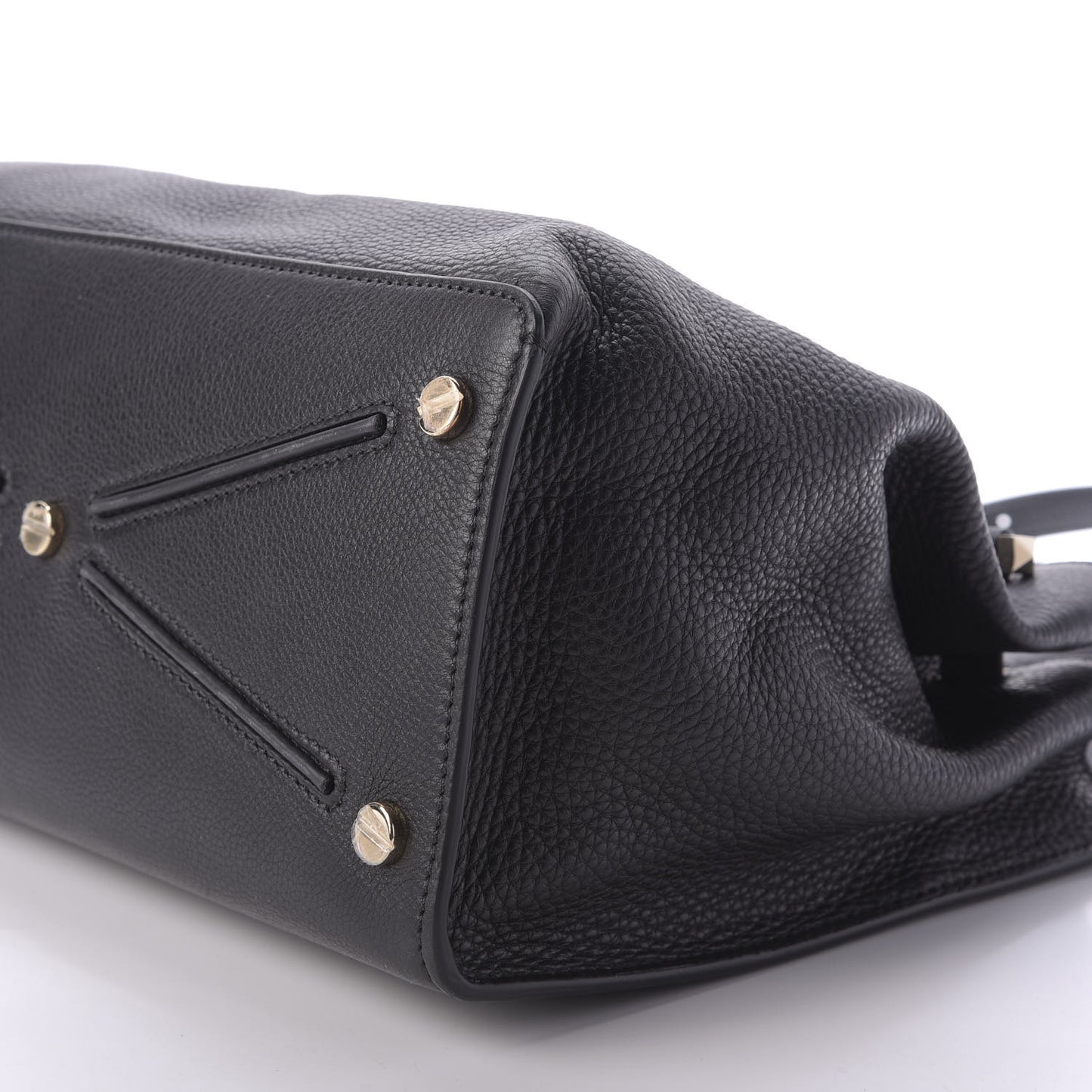 Pebbled Calfskin Large JoyLock Satchel Black