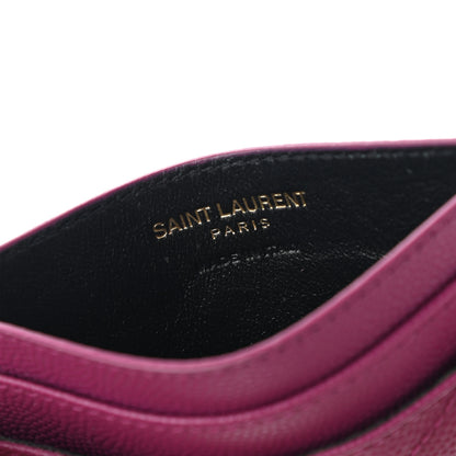 Saint Laurent Grain De Poudre Matelasse Chevron Monogram Credit Card Case Dark Grape 6 of 7