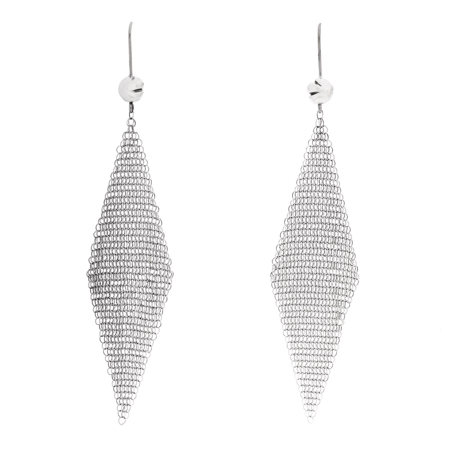 Tiffany Sterling Silver Elsa Peretti Mesh Earrings 1 of 5