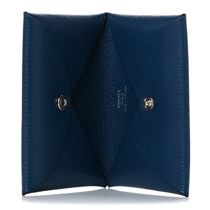 Hermes Chevre Mysore Calvi Card Case Deep Blue 5 of 7