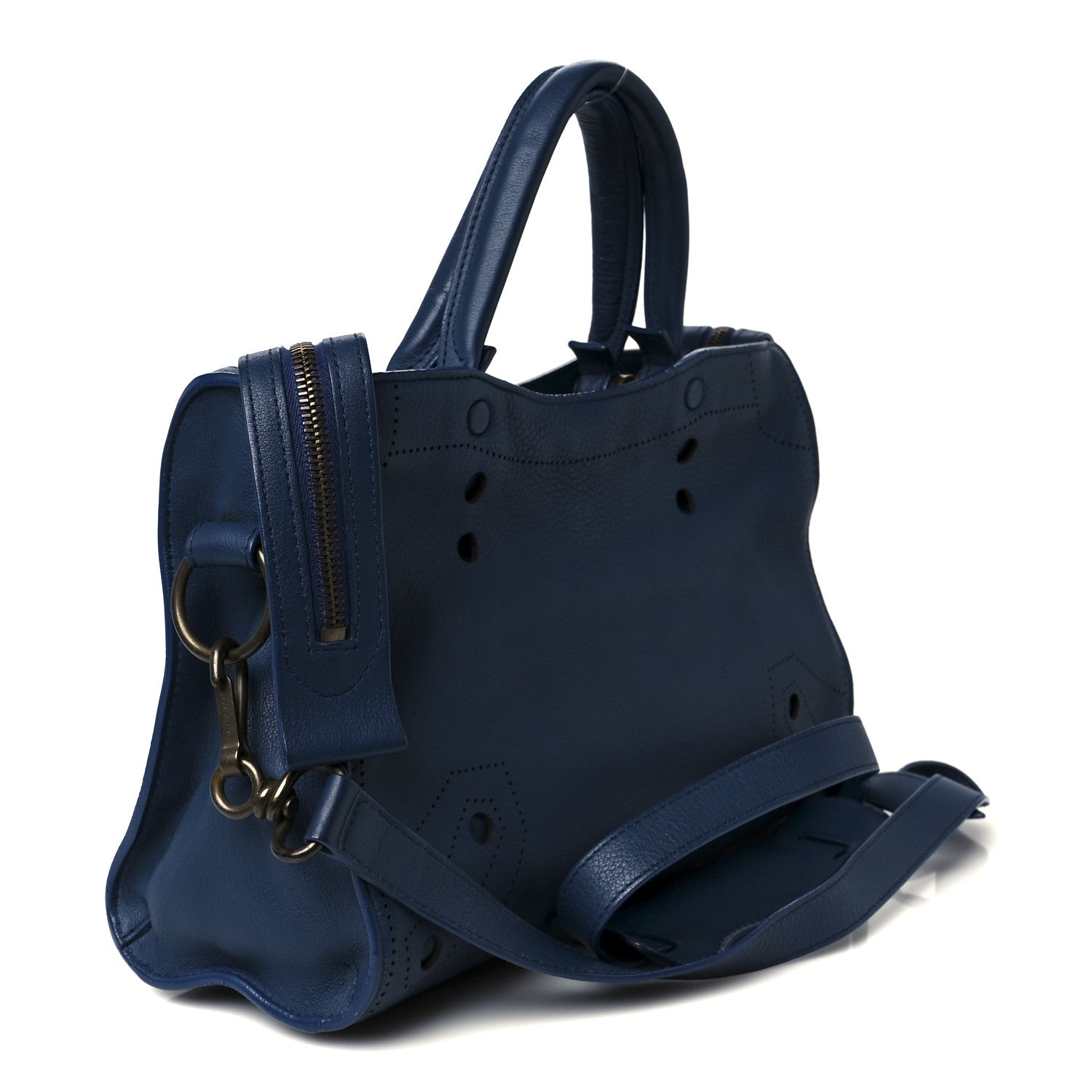 Balenciaga Veau Soyeux Perforated Blackout Hardware S City Bleu Marine 4 of 11