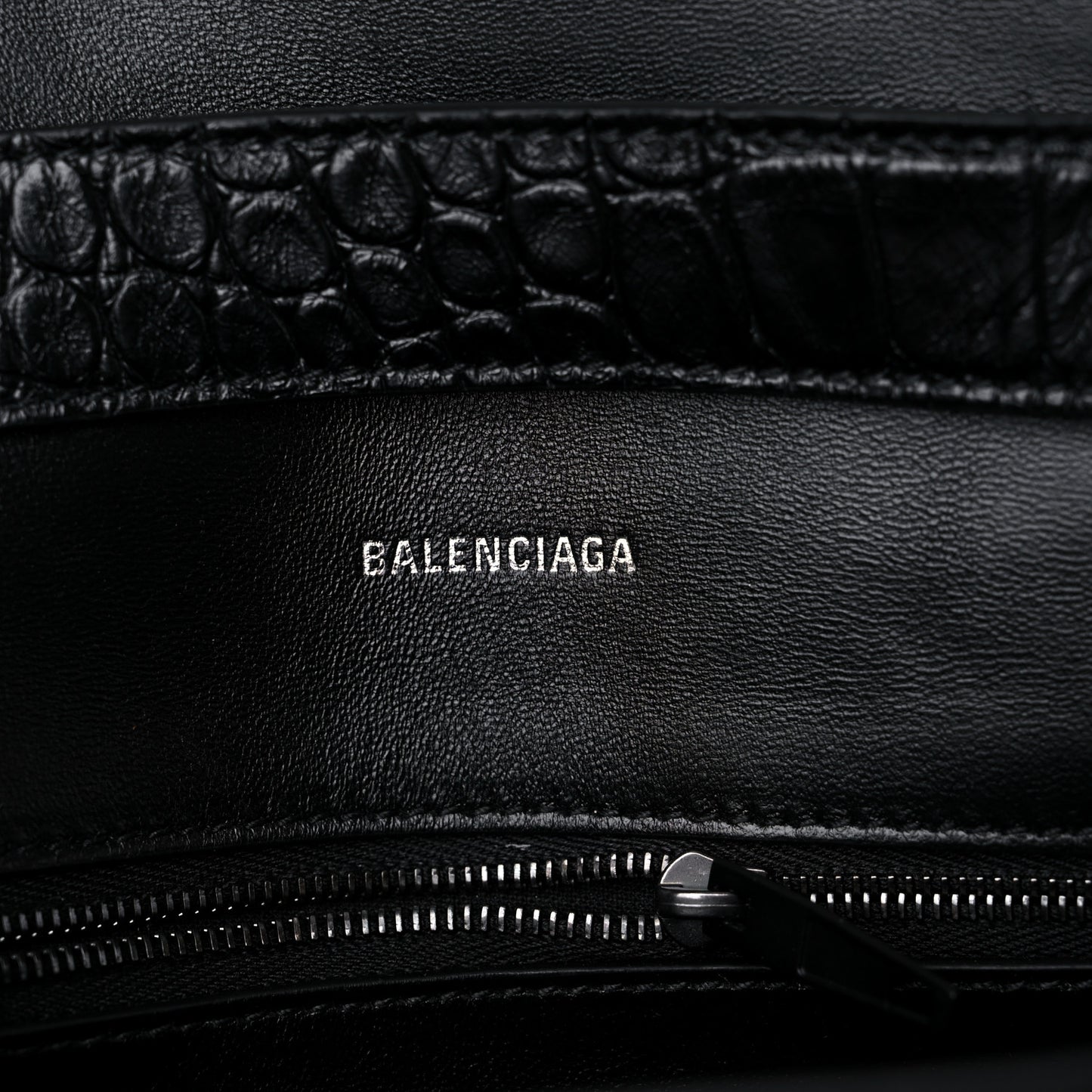 Extra Supple Calfskin Crocodile Embossed Monochrome XS Downtown Shoulder Bag Black