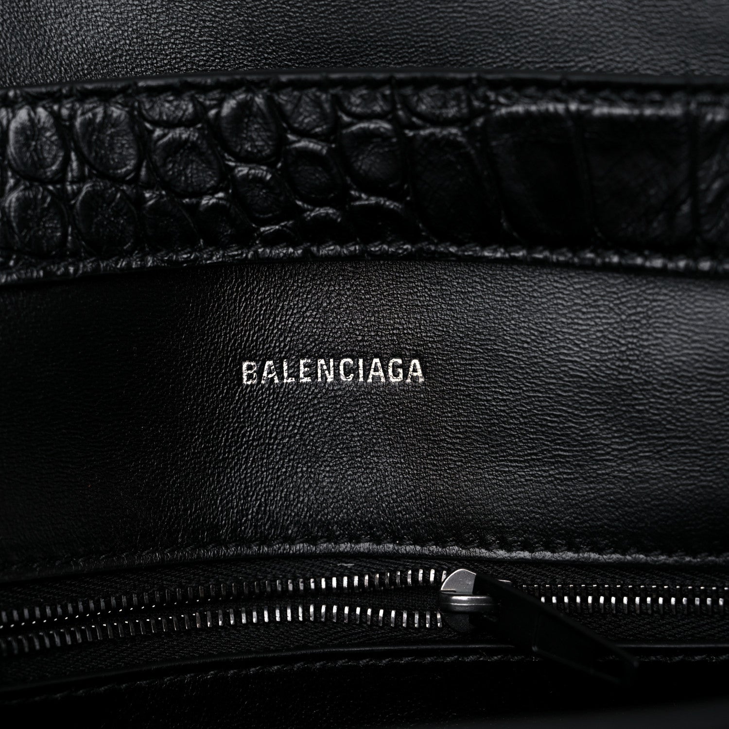 Balenciaga Extra Supple Calfskin Crocodile Embossed Monochrome XS Downtown Shoulder Bag Black 6 of 10