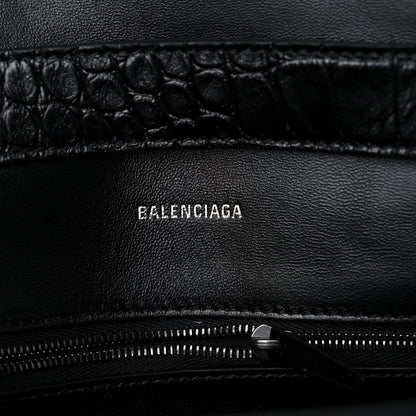 Balenciaga Extra Supple Calfskin Crocodile Embossed Monochrome XS Downtown Shoulder Bag Black 6 of 10