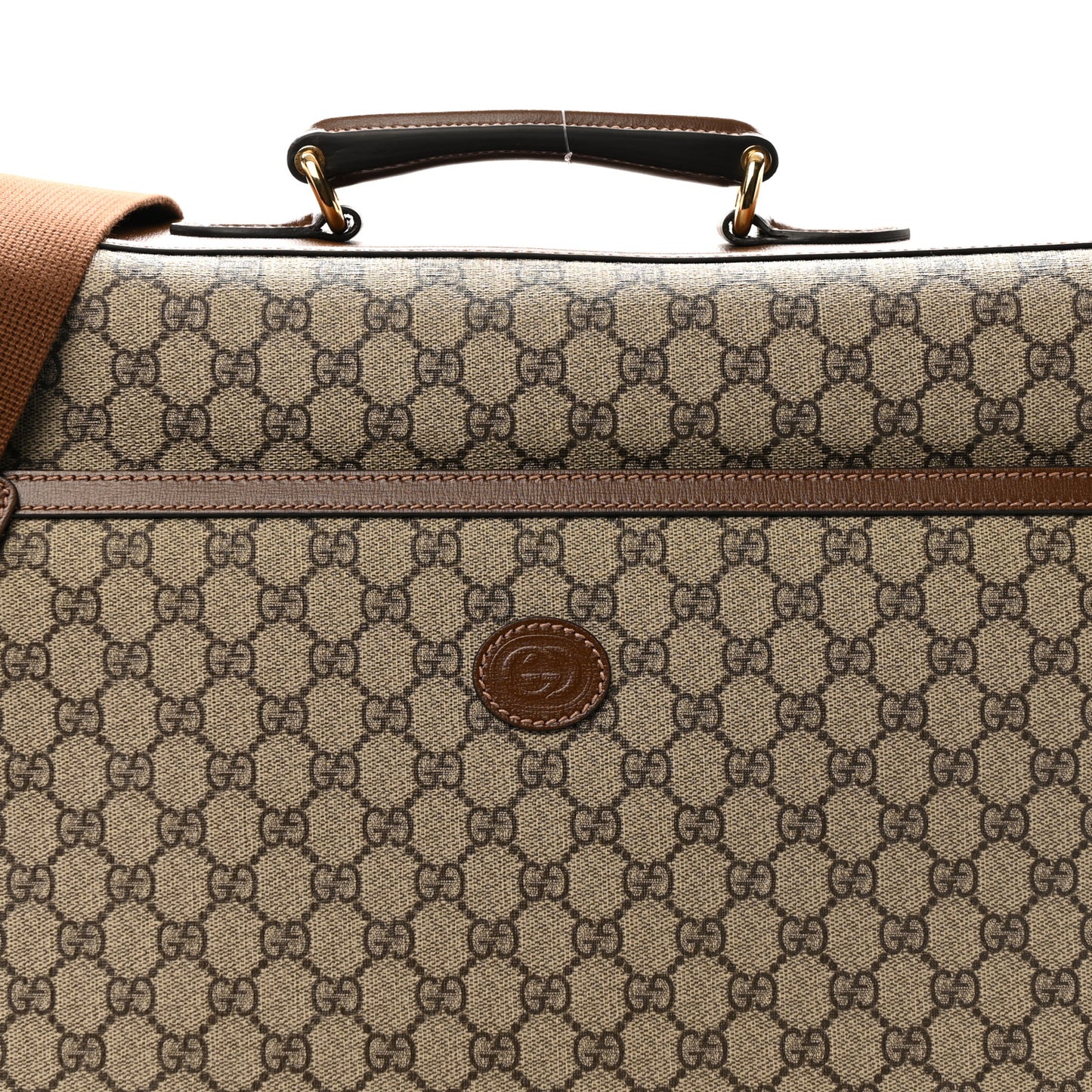 GG Supreme Monogram Azalea Calfskin Retro Interlocking G Garment Bag Beige Ebony Brown Sugar